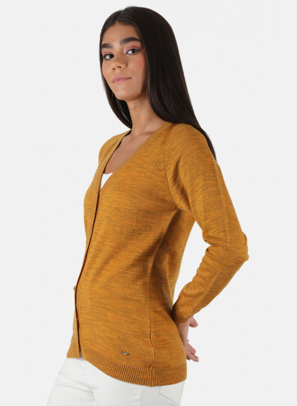 Women Yellow Solid Cardigan