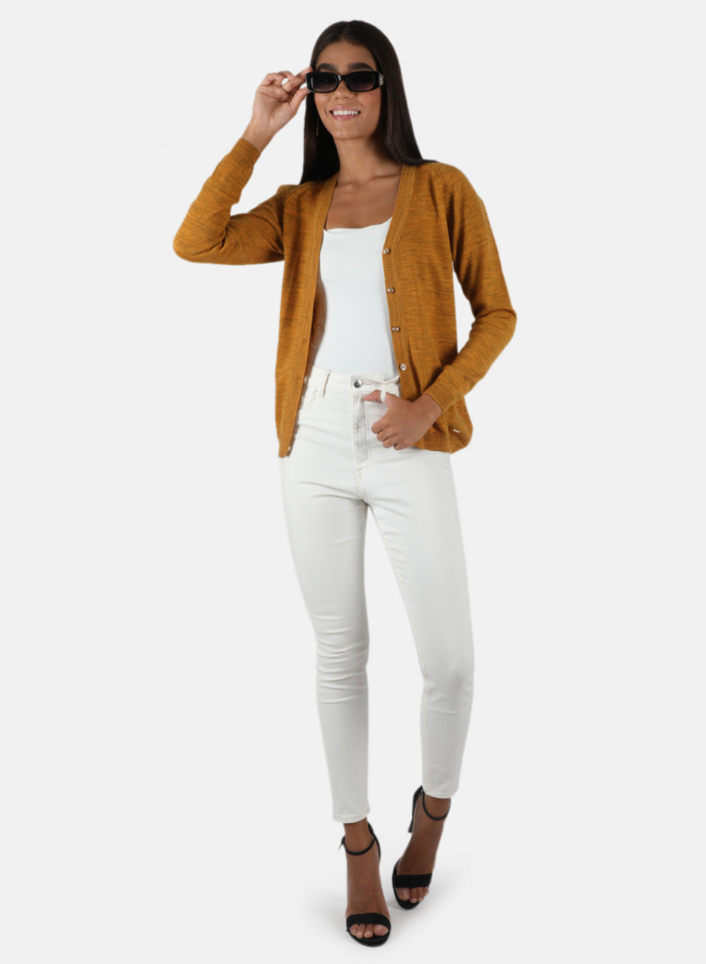 Women Yellow Solid Cardigan