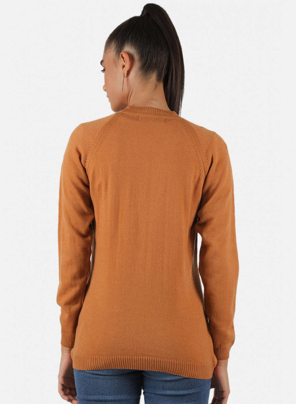 Women Light Orange Solid Cardigan