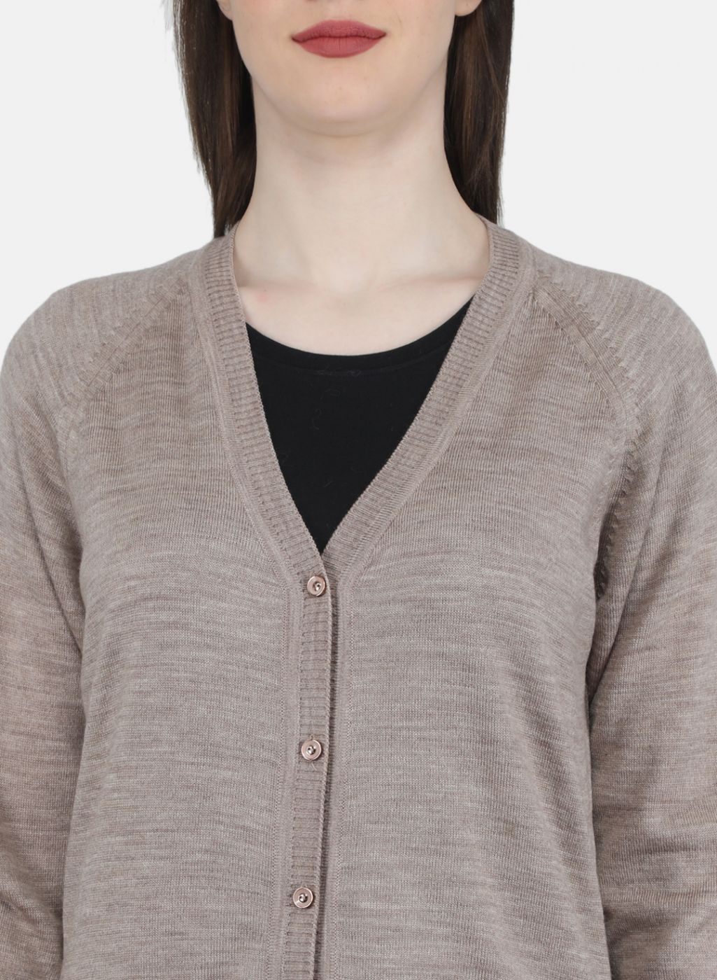 Women Beige Solid Cardigan