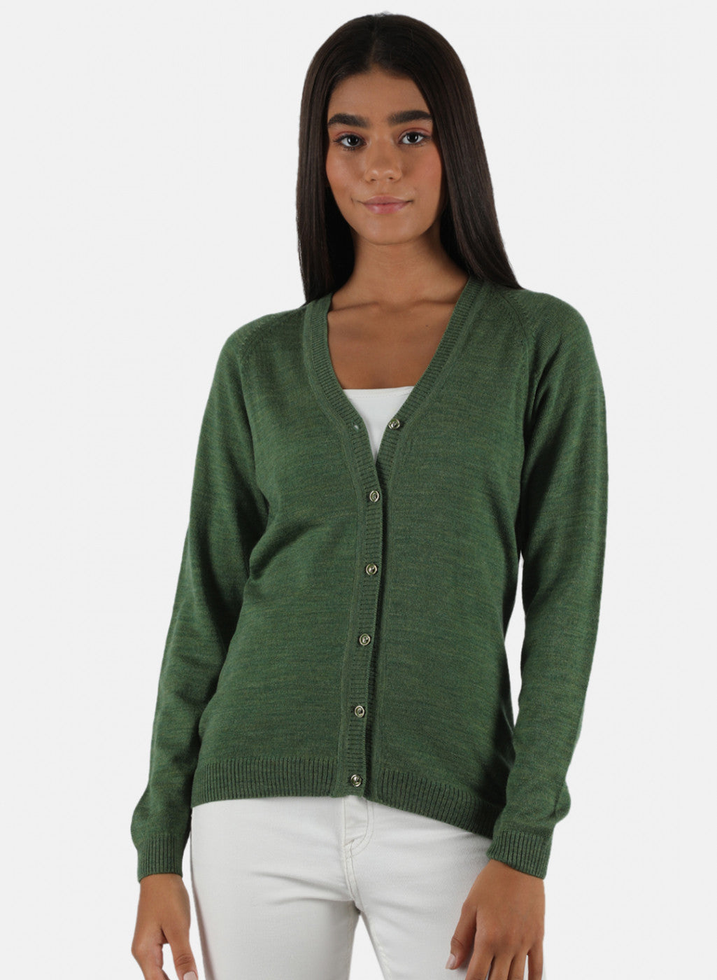 Women Olive Solid Cardigan