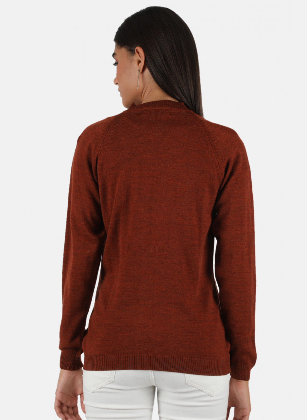 Women Rust Orange Solid Cardigan