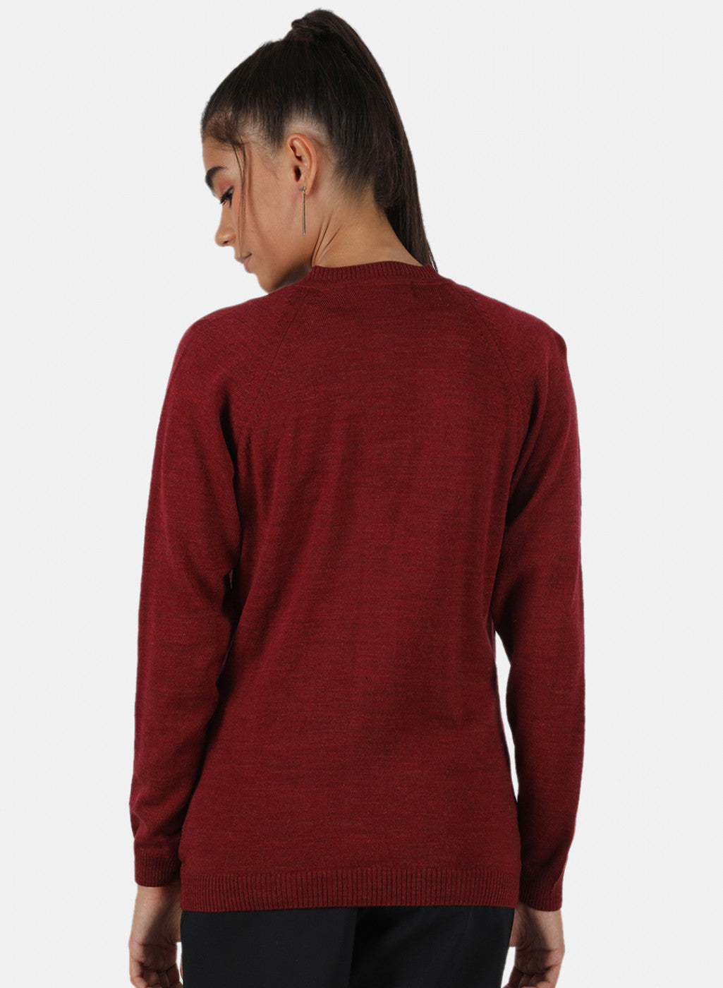 Women Maroon Solid Cardigan