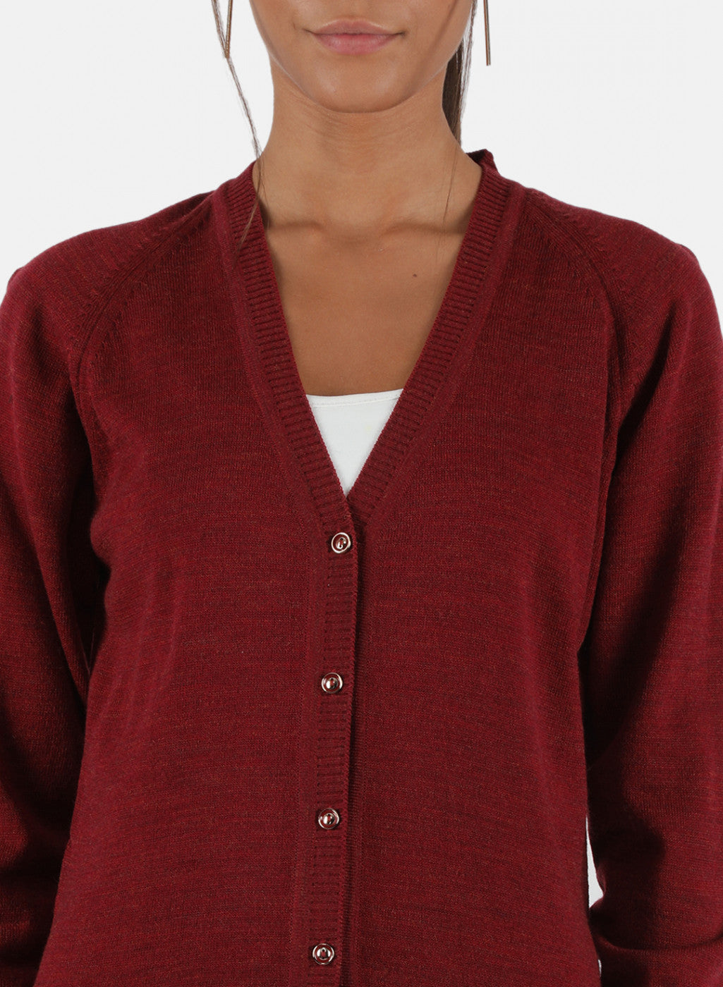 Women Maroon Solid Cardigan