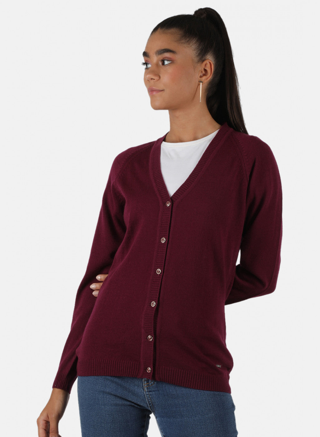 Women Purple Solid Cardigan