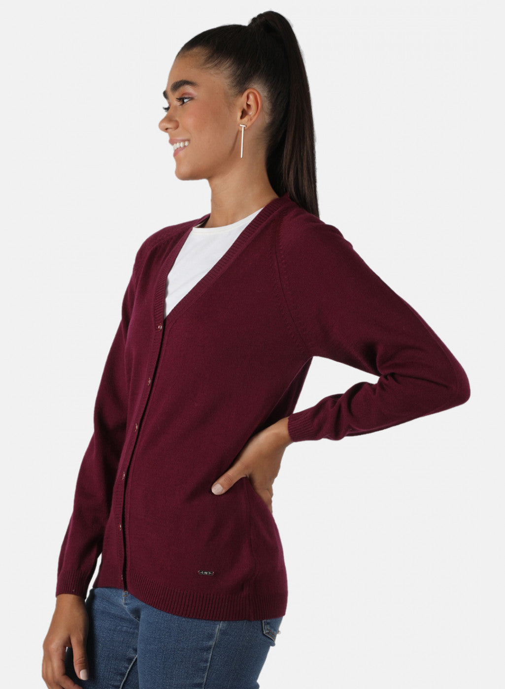 Women Purple Solid Cardigan