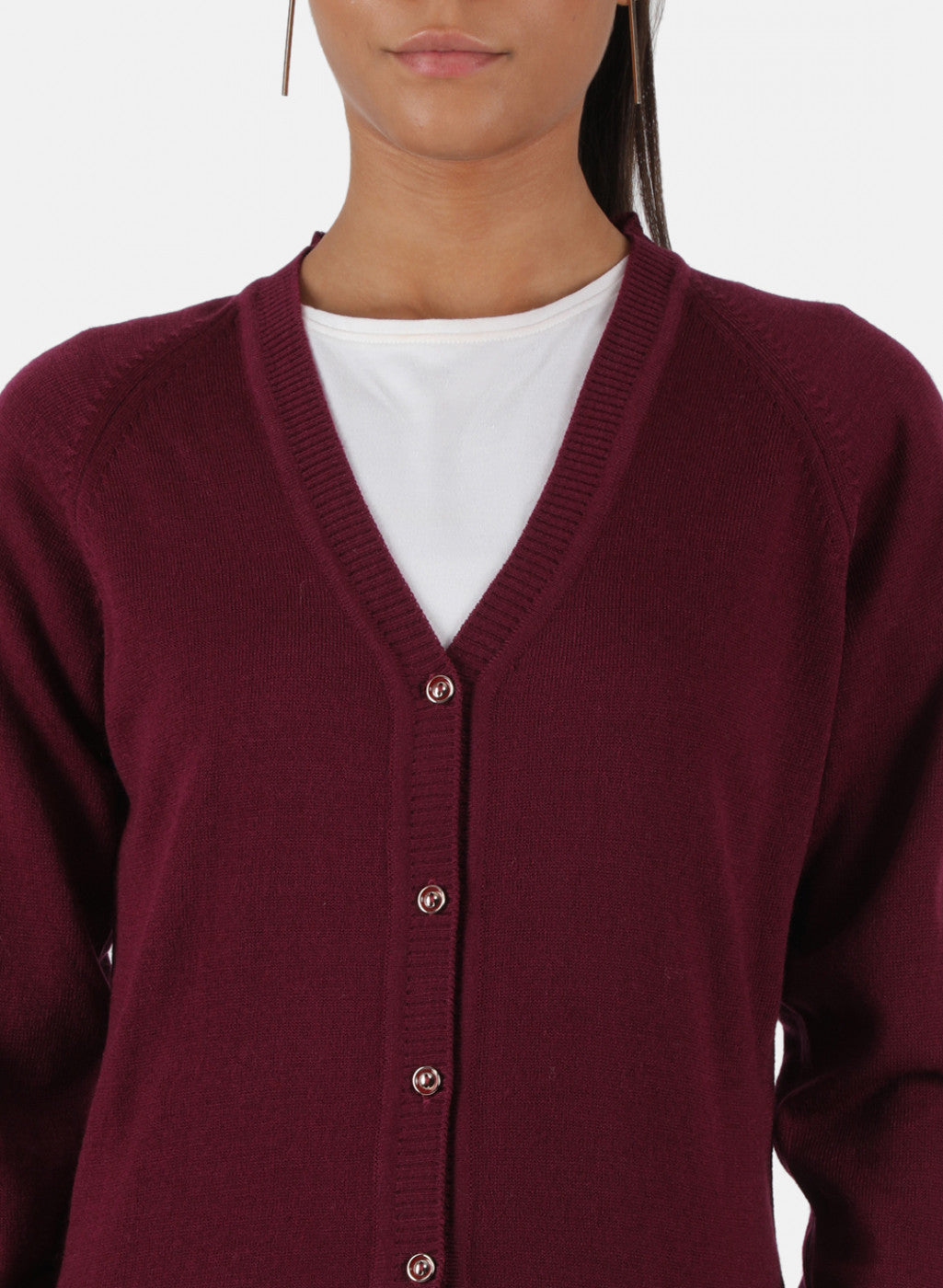 Women Purple Solid Cardigan