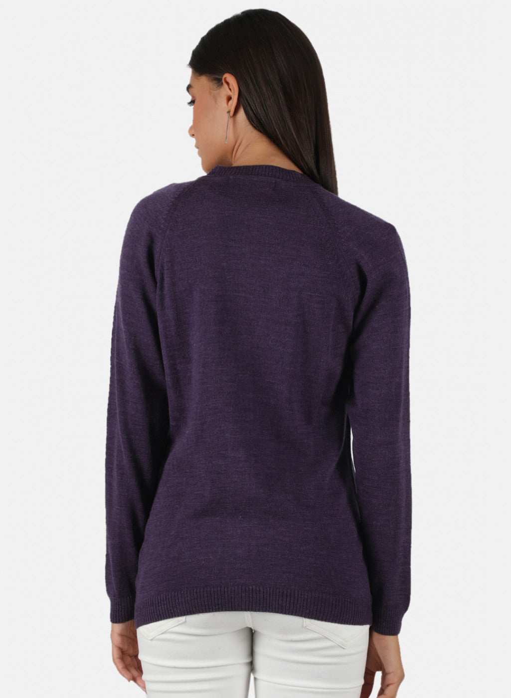 Women Purple Solid Cardigan