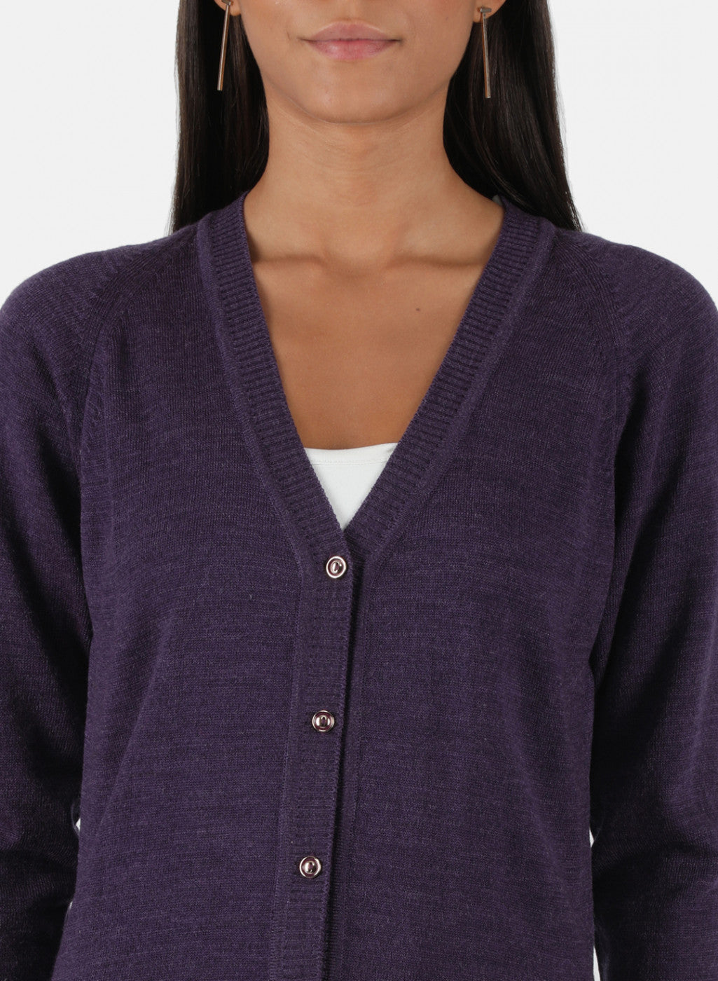 Women Purple Solid Cardigan