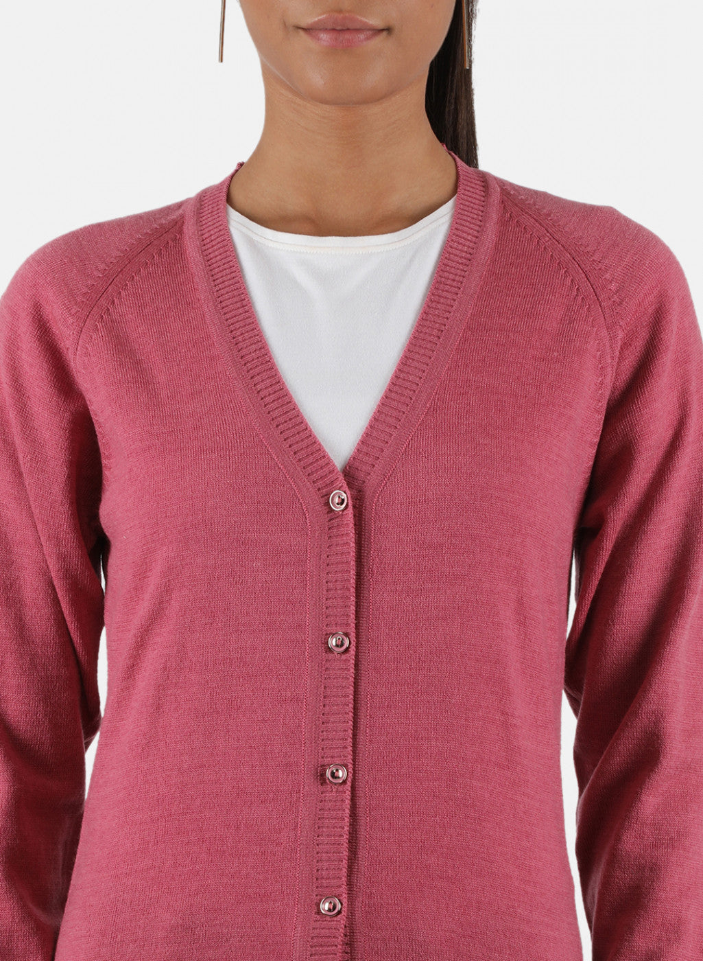 Women Pink Solid Cardigan