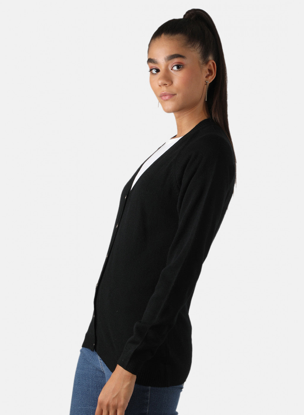 Women Black Solid Cardigan