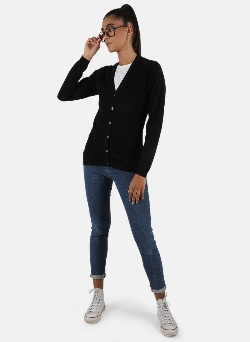 Women Black Solid Cardigan