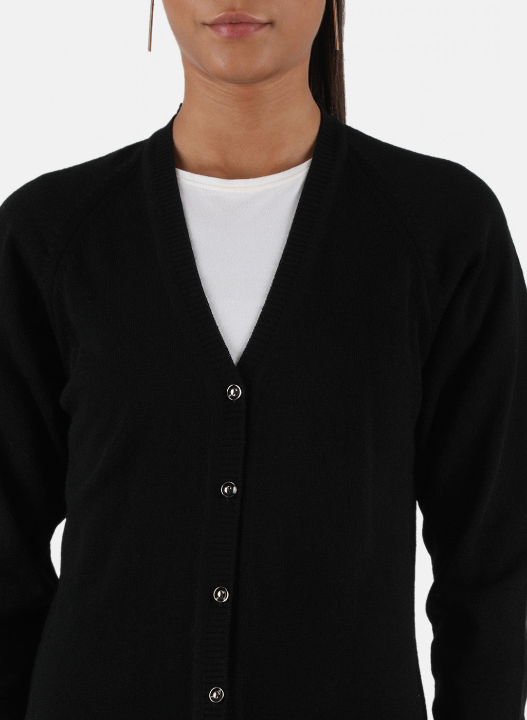 Women Black Solid Cardigan