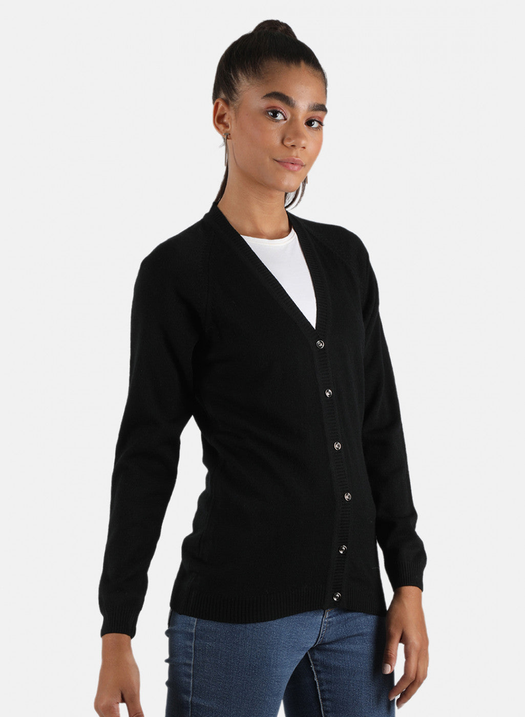 Women Black Solid Cardigan