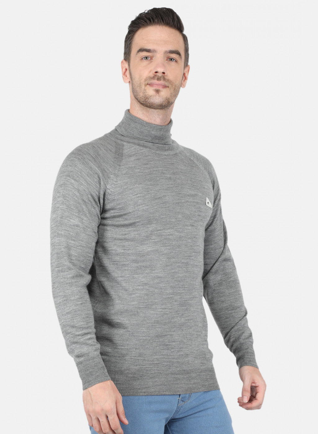 Men Grey Solid Pullover