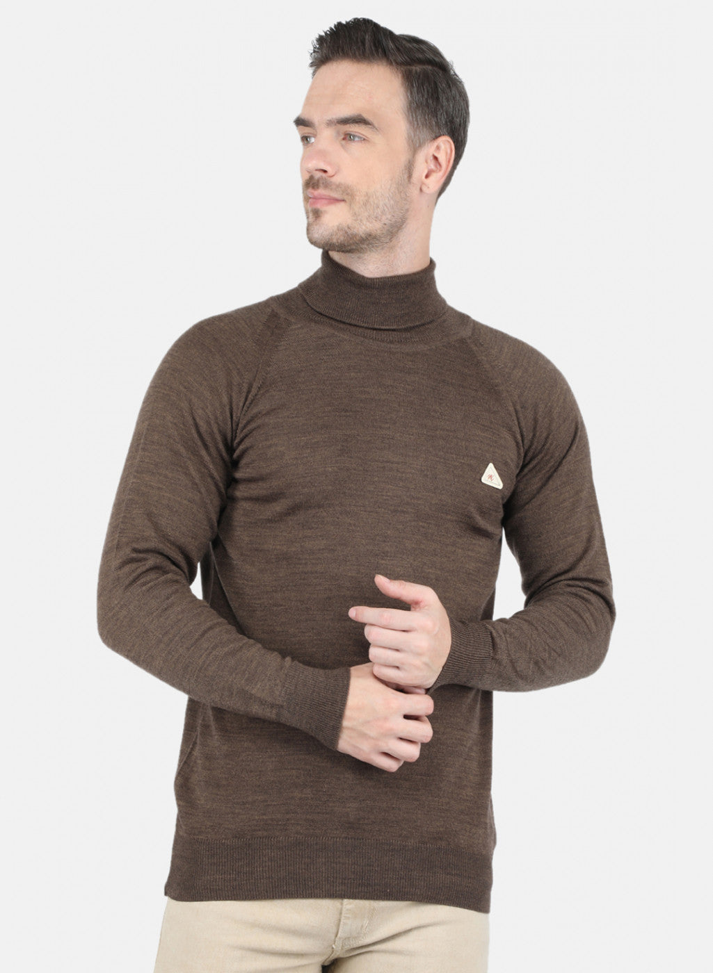 Men Brown Solid Pullover