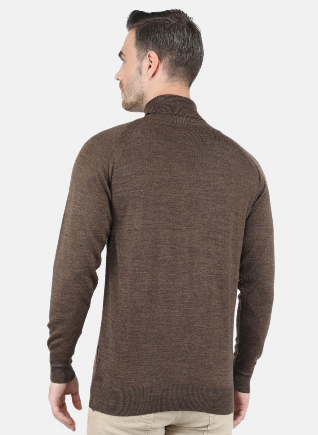 Men Brown Solid Pullover