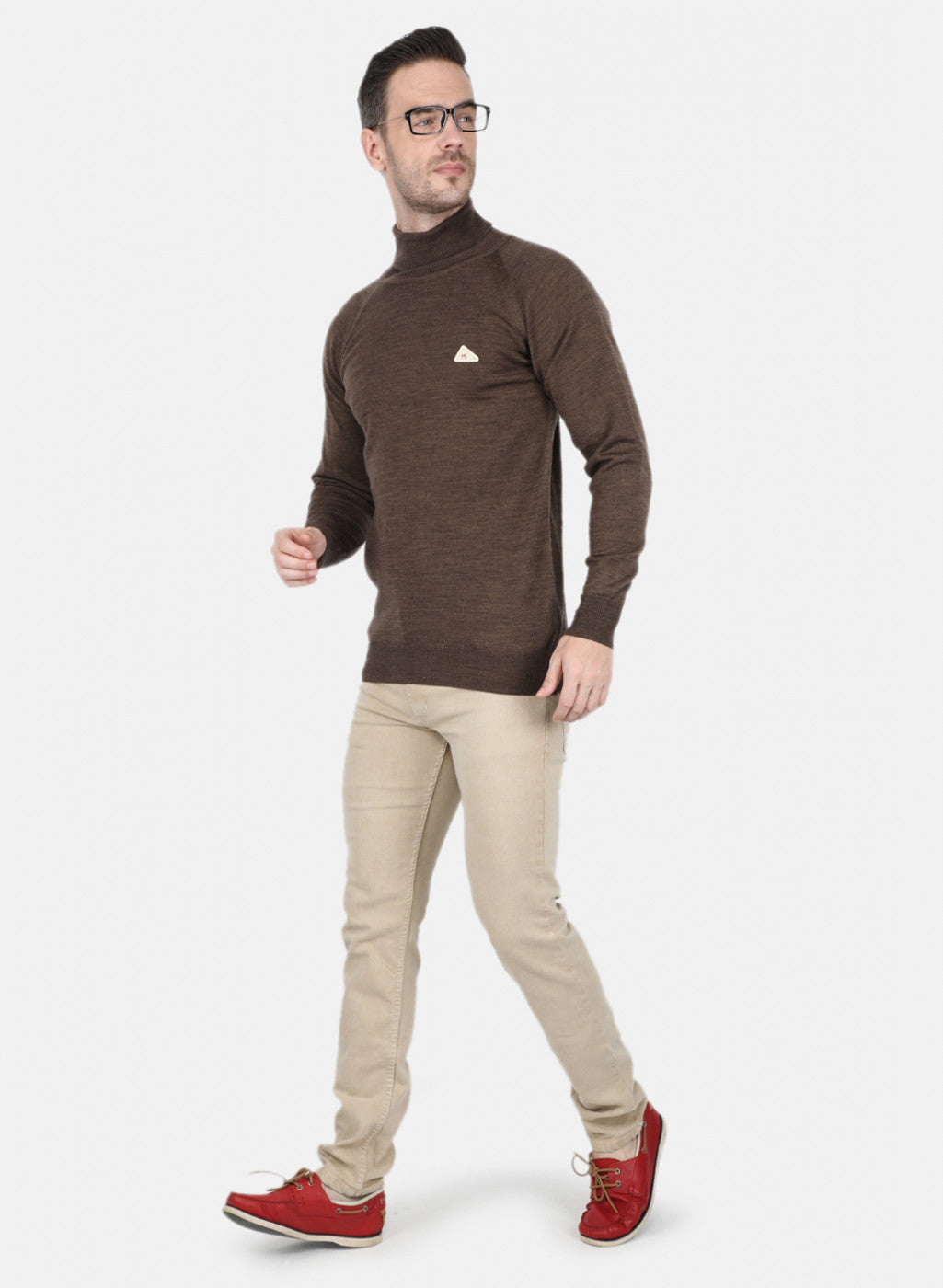 Men Brown Solid Pullover