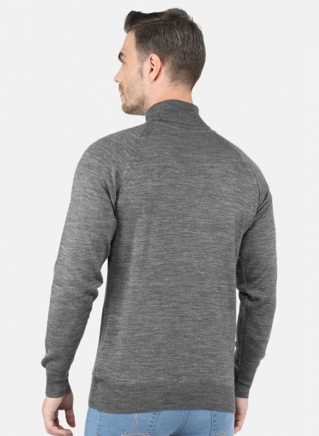 Men Dark Grey Solid Pullover