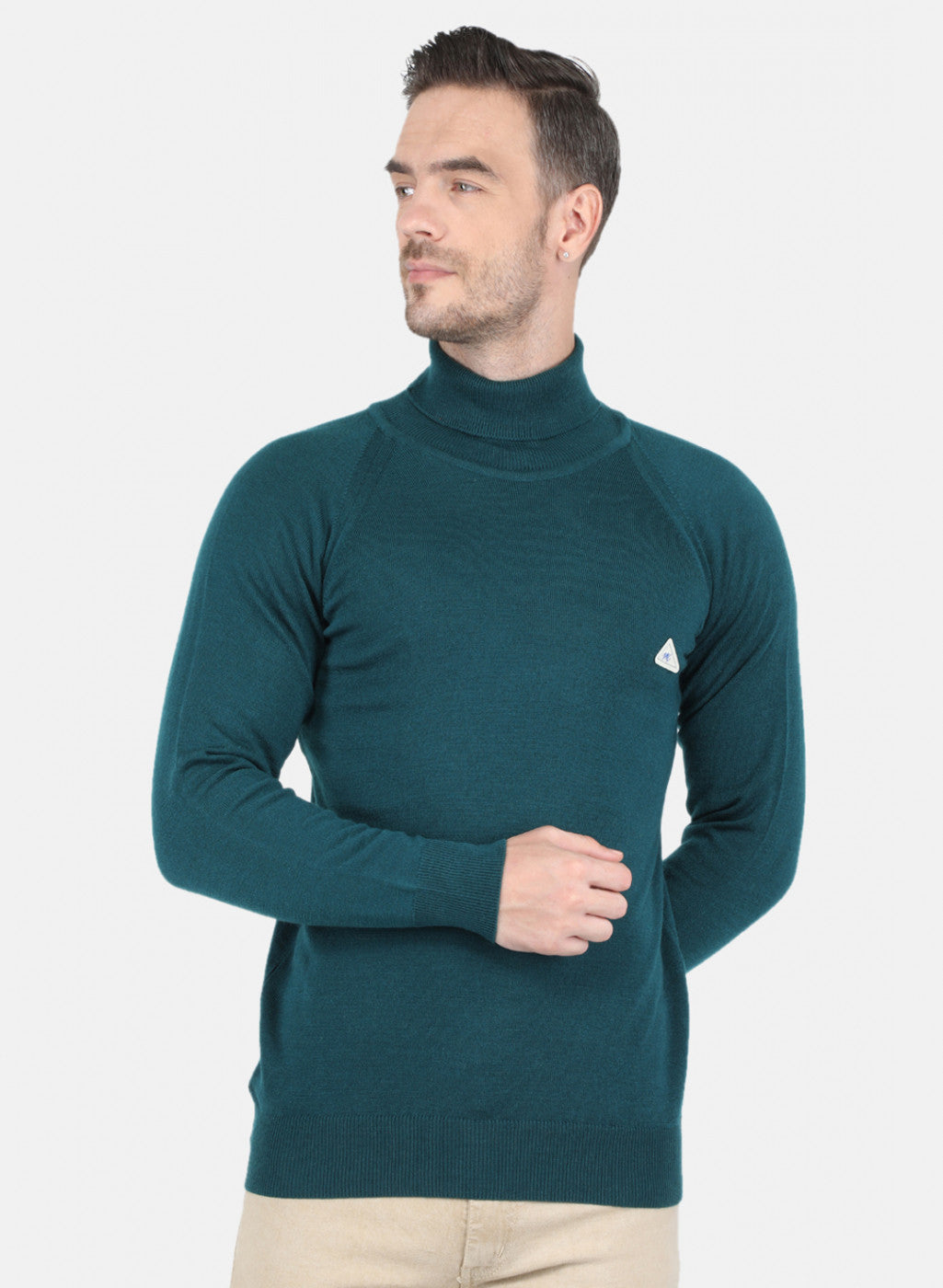 Men Green Solid Pullover