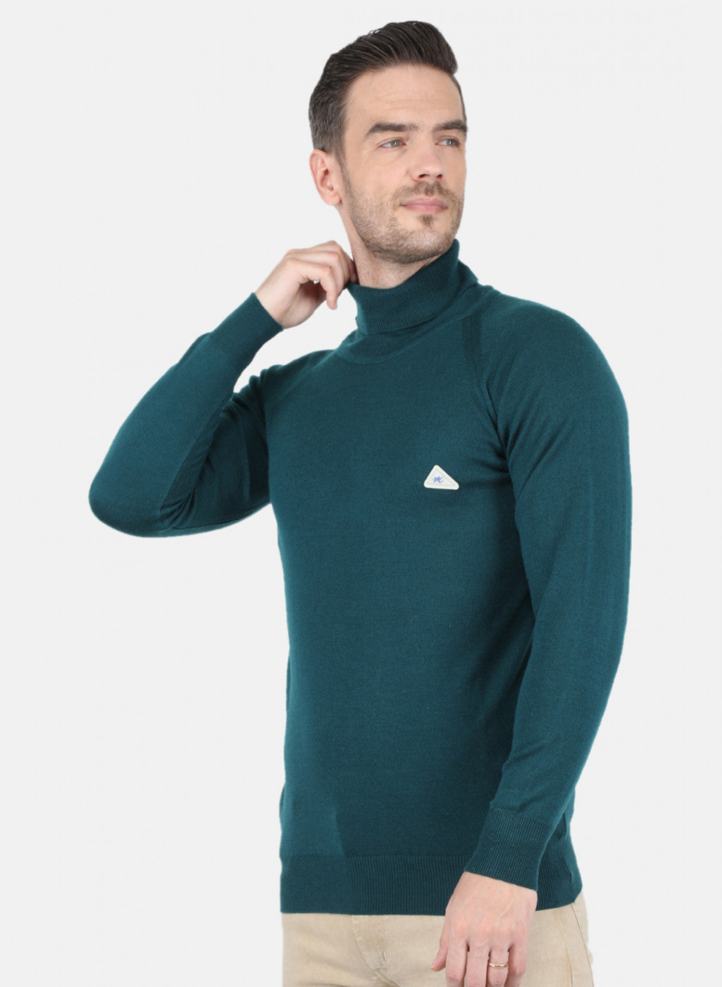 Men Green Solid Pullover