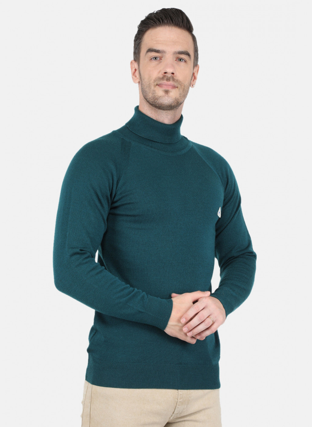 Men Green Solid Pullover