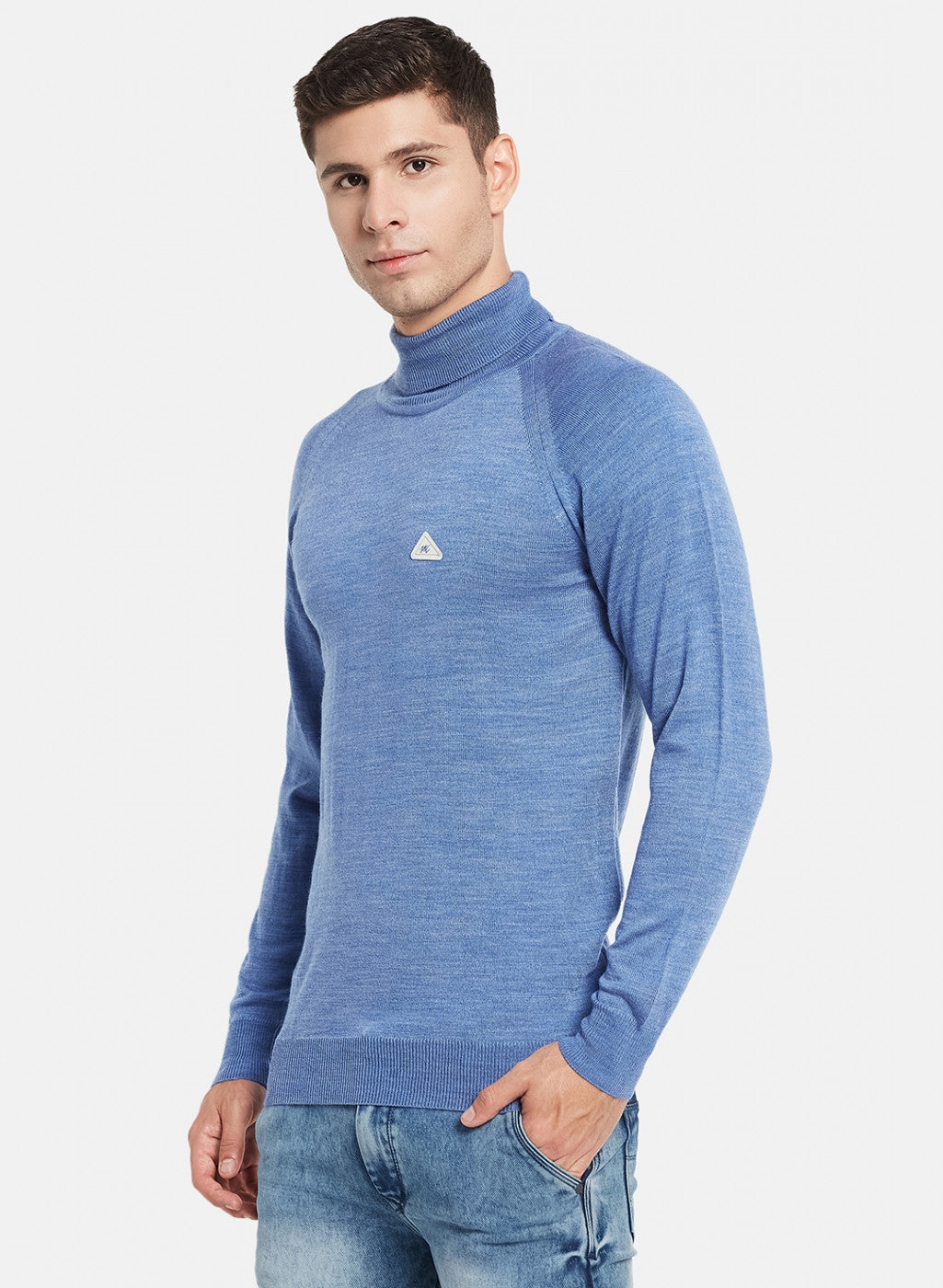 Men Blue Solid Pullover