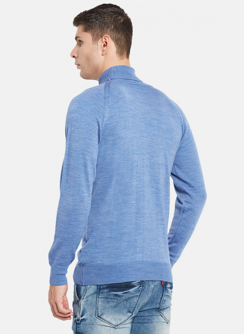 Men Blue Solid Pullover