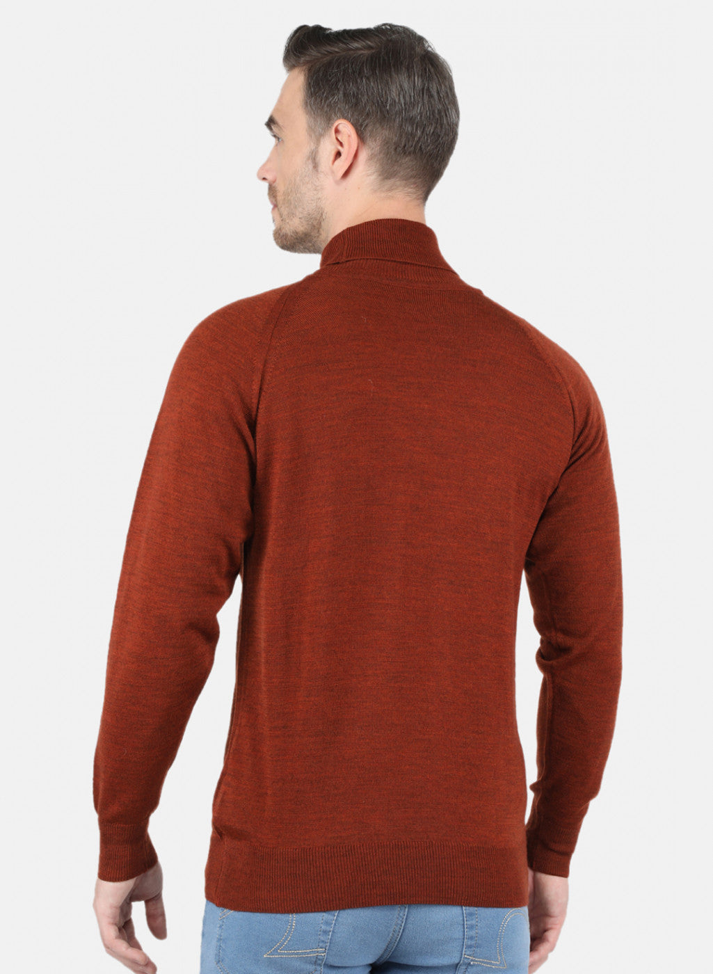 Men Orange Rust Solid Pullover