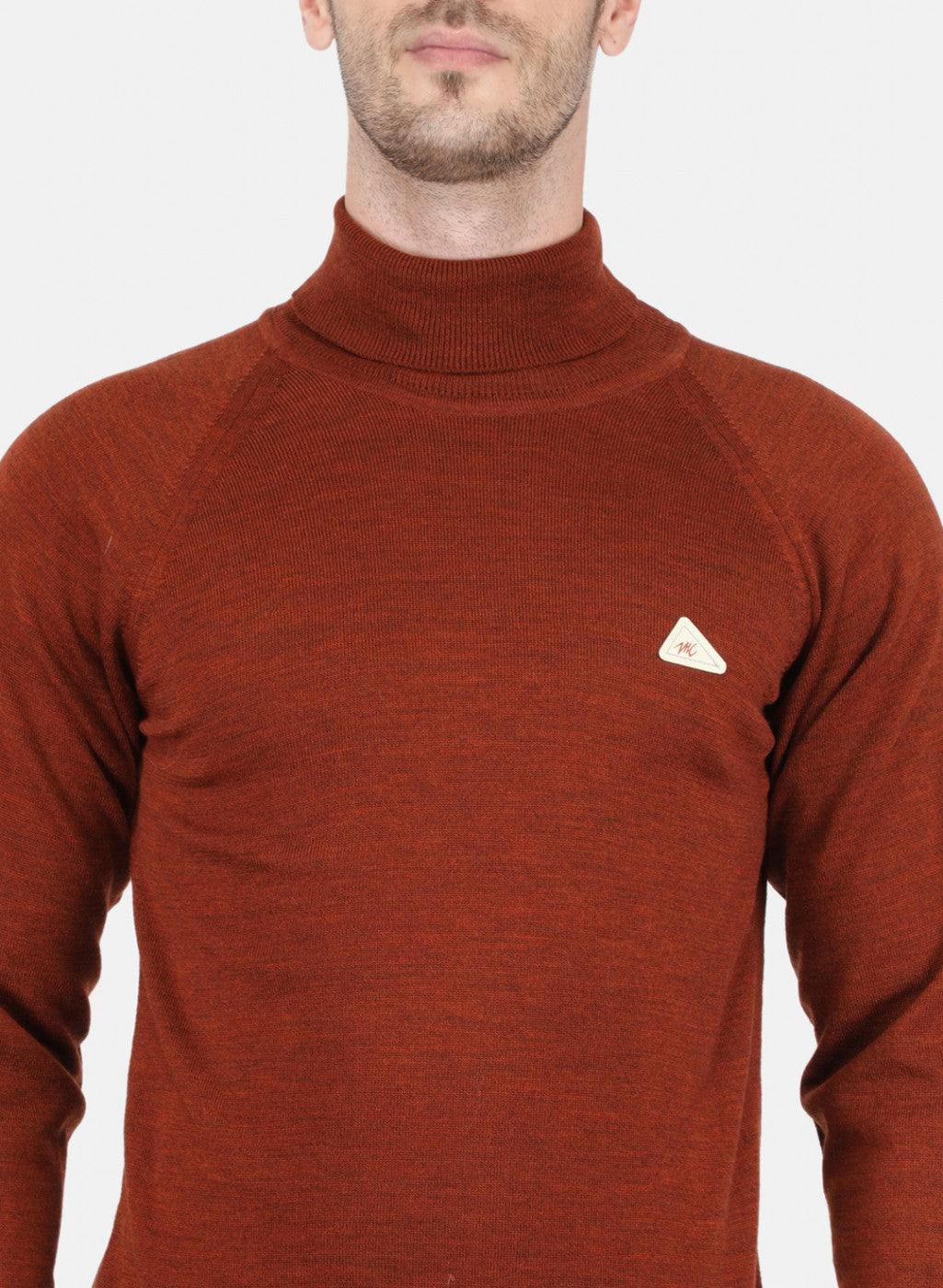 Men Orange Rust Solid Pullover