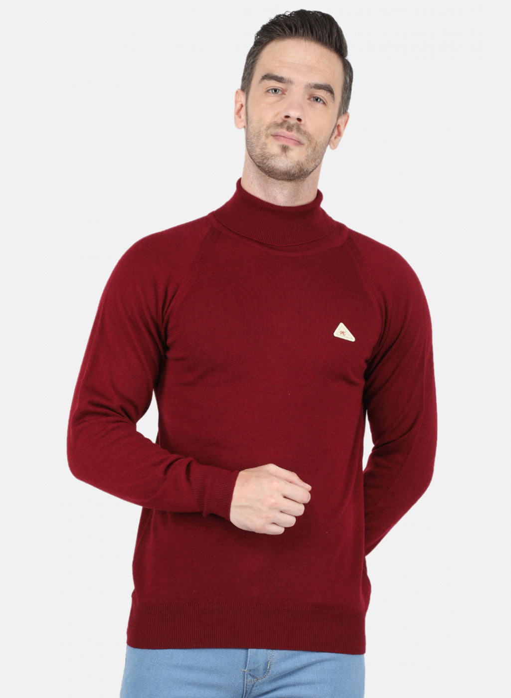 Men Maroon Solid Pullover