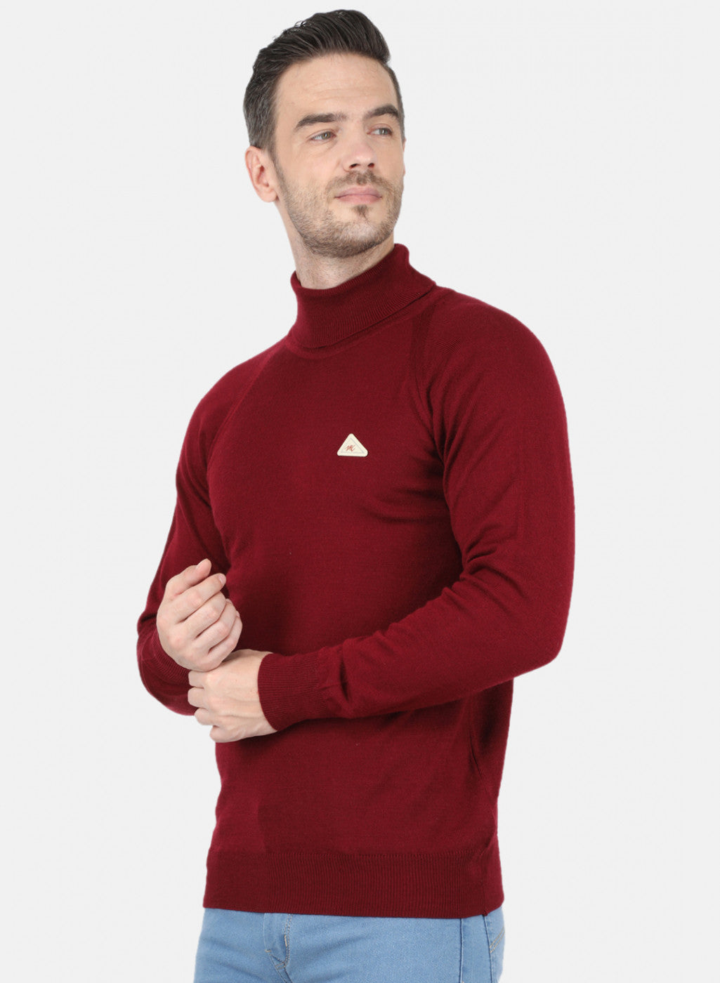 Men Maroon Solid Pullover