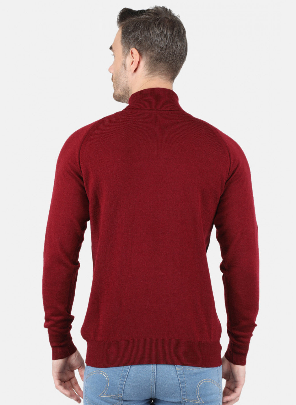 Men Maroon Solid Pullover