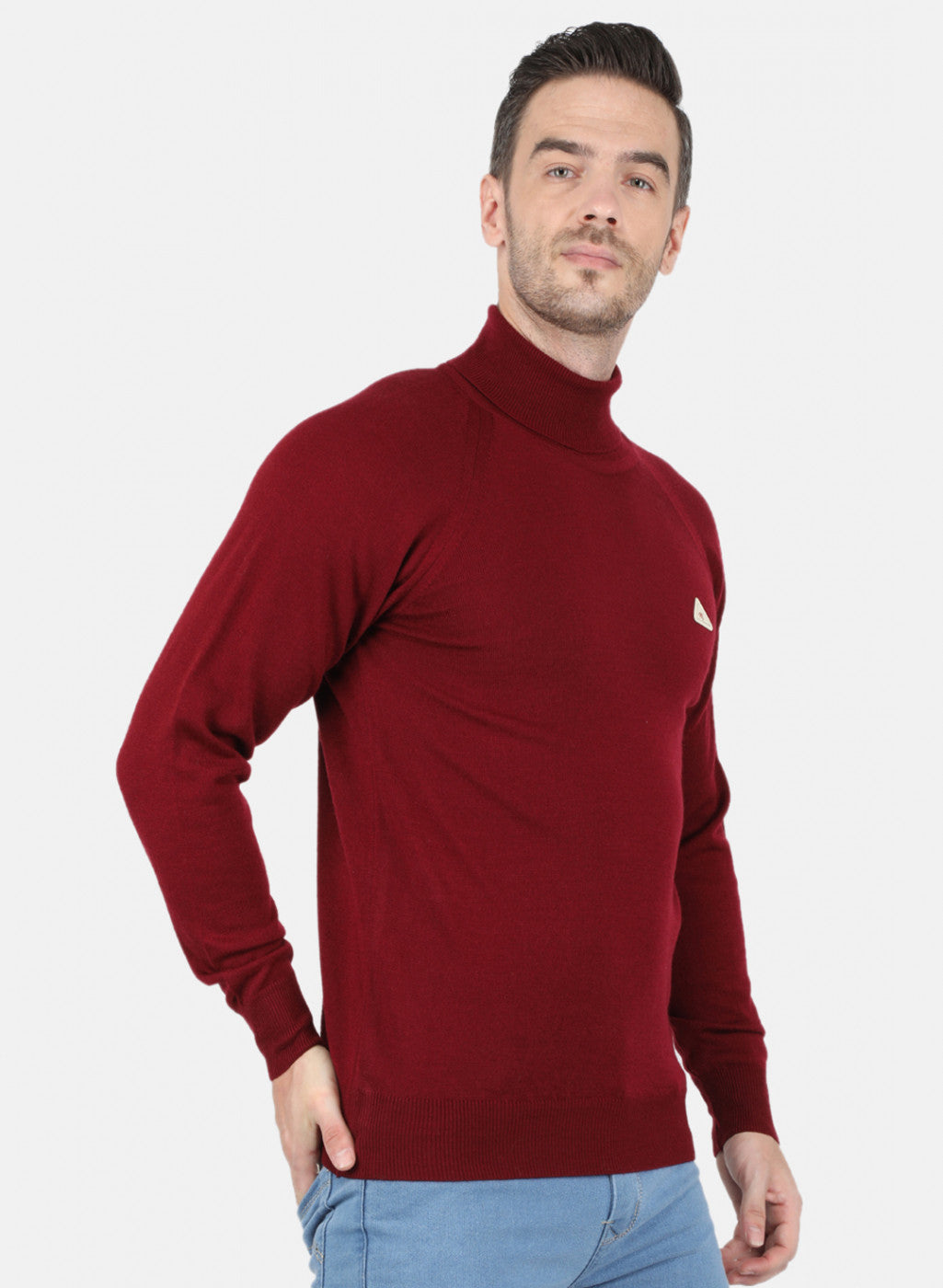 Men Maroon Solid Pullover