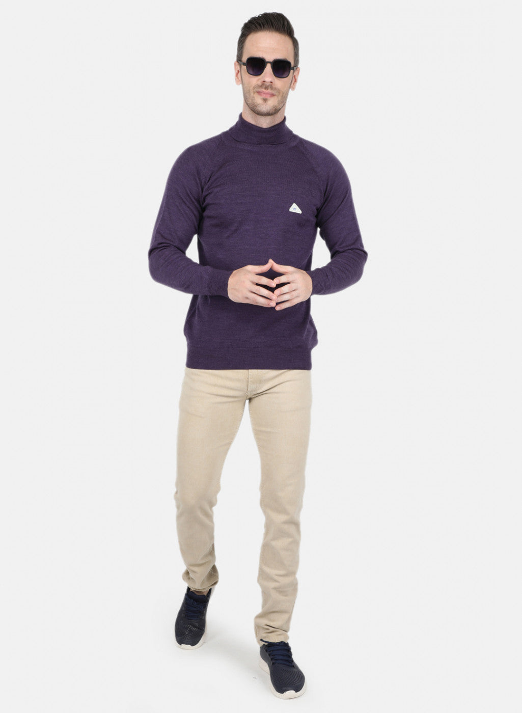 Men Purple Solid Pullover