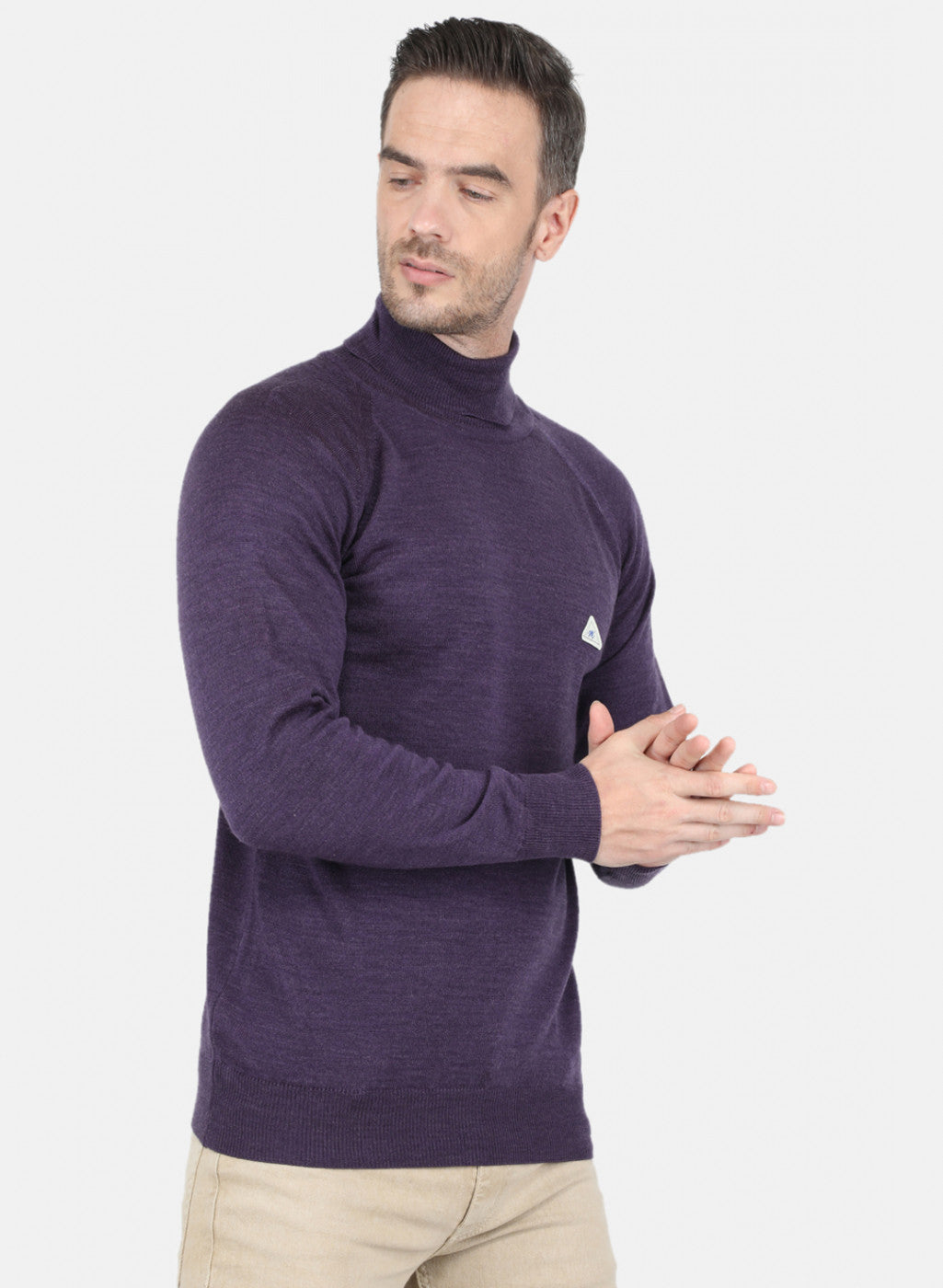 Men Purple Solid Pullover