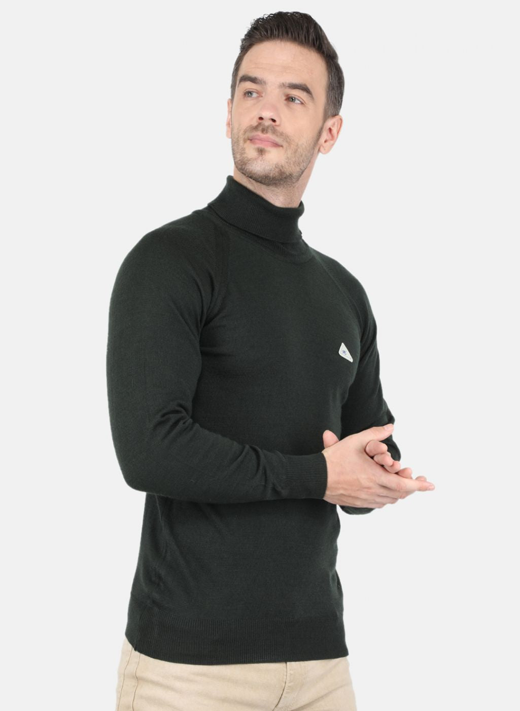 Men Green Solid Pullover