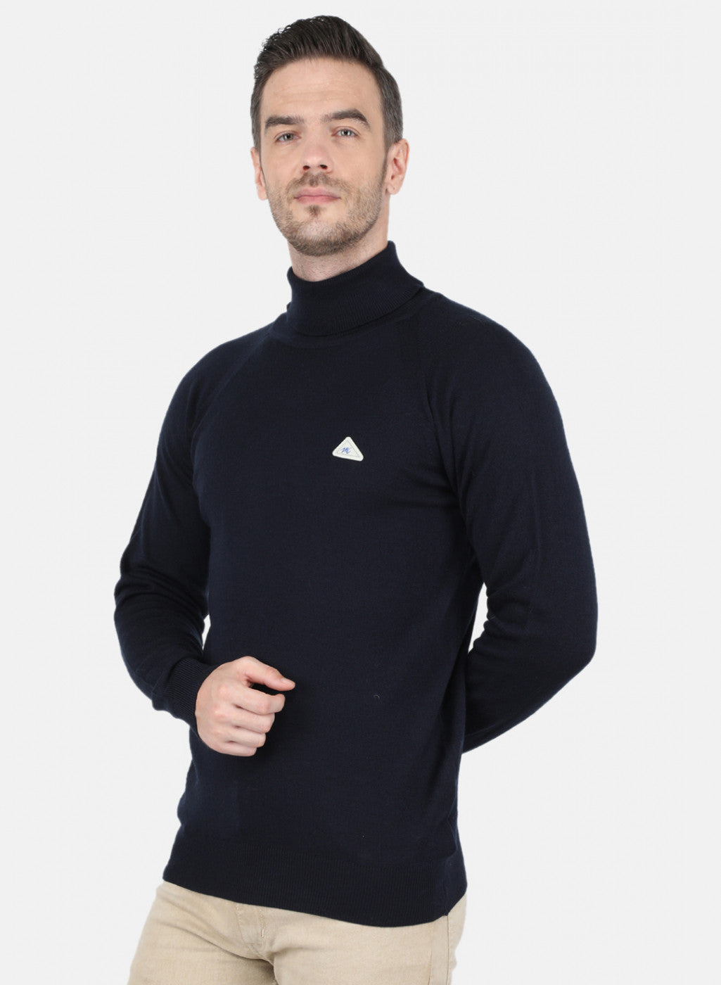 Men NAvy Blue Solid Pullover