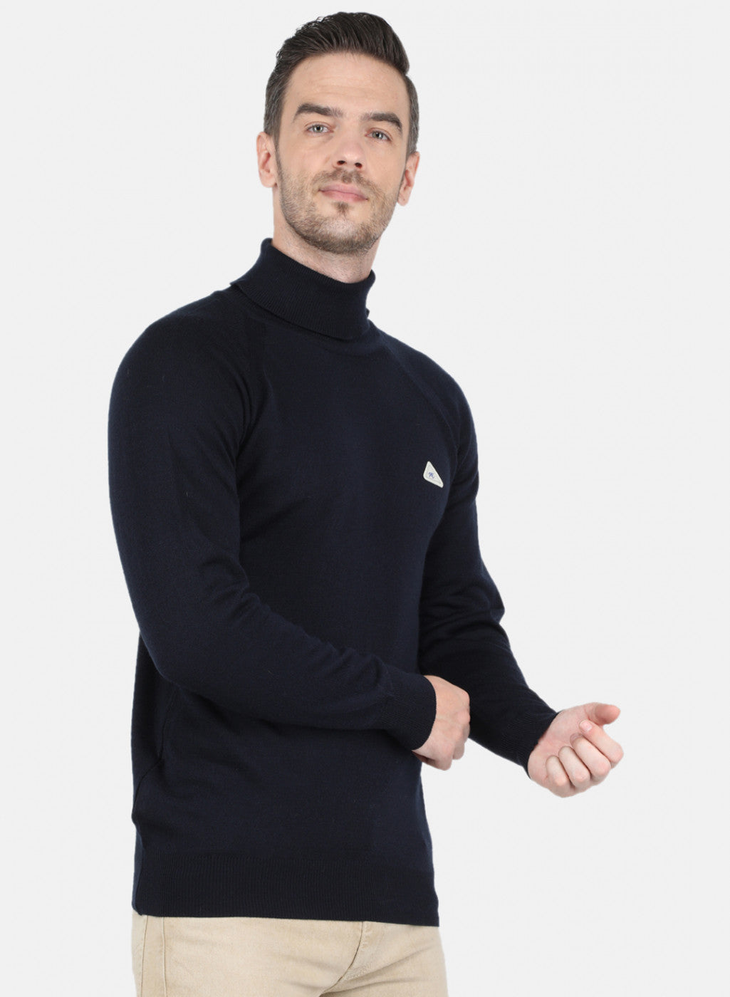 Men NAvy Blue Solid Pullover