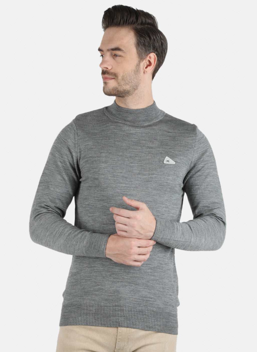 Men Grey Solid Pullover