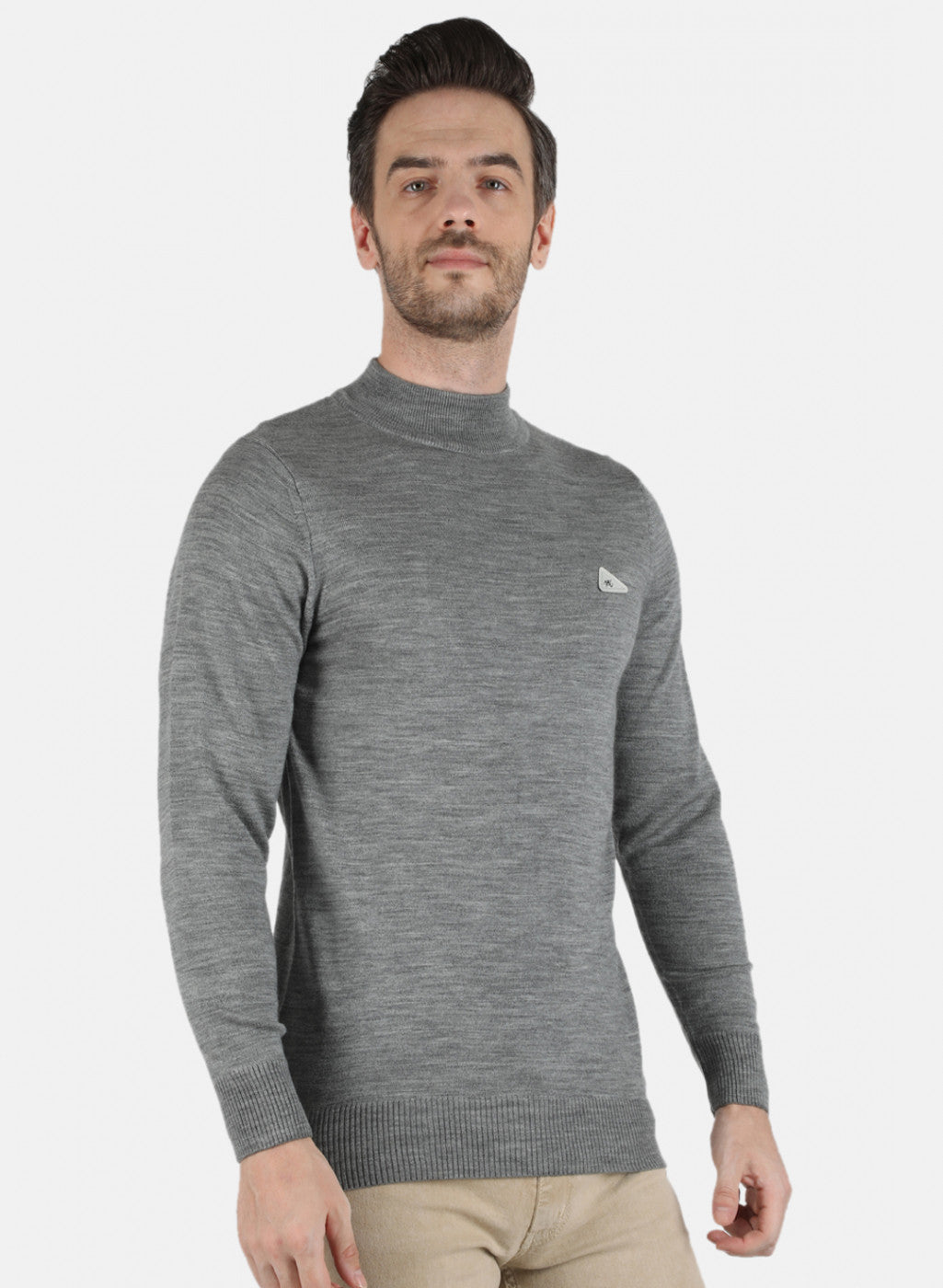 Men Grey Solid Pullover