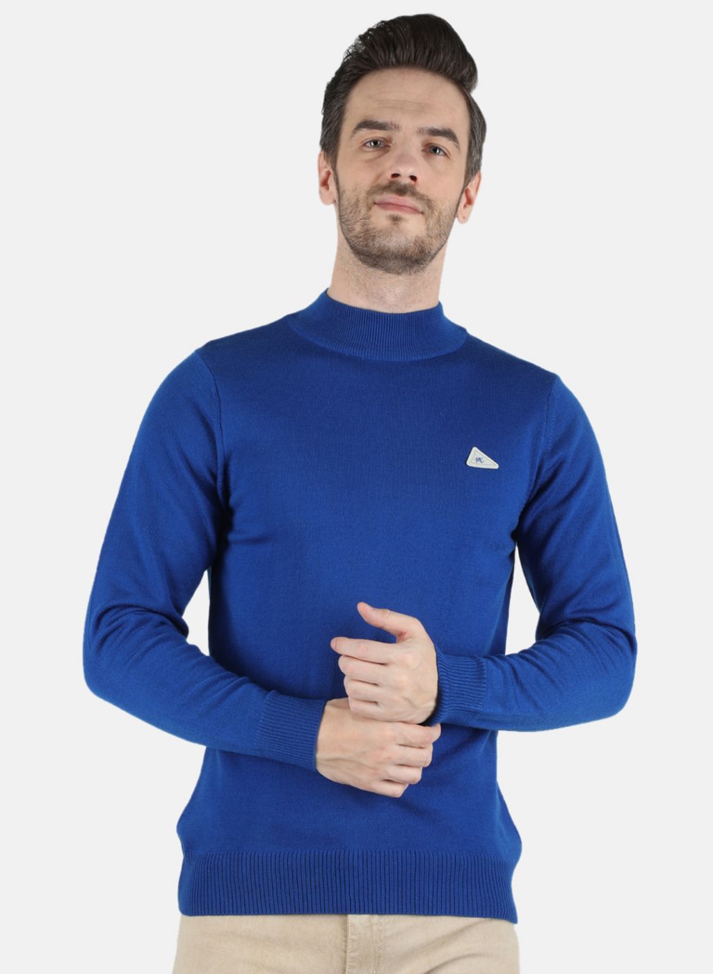 Men Blue Solid Pullover