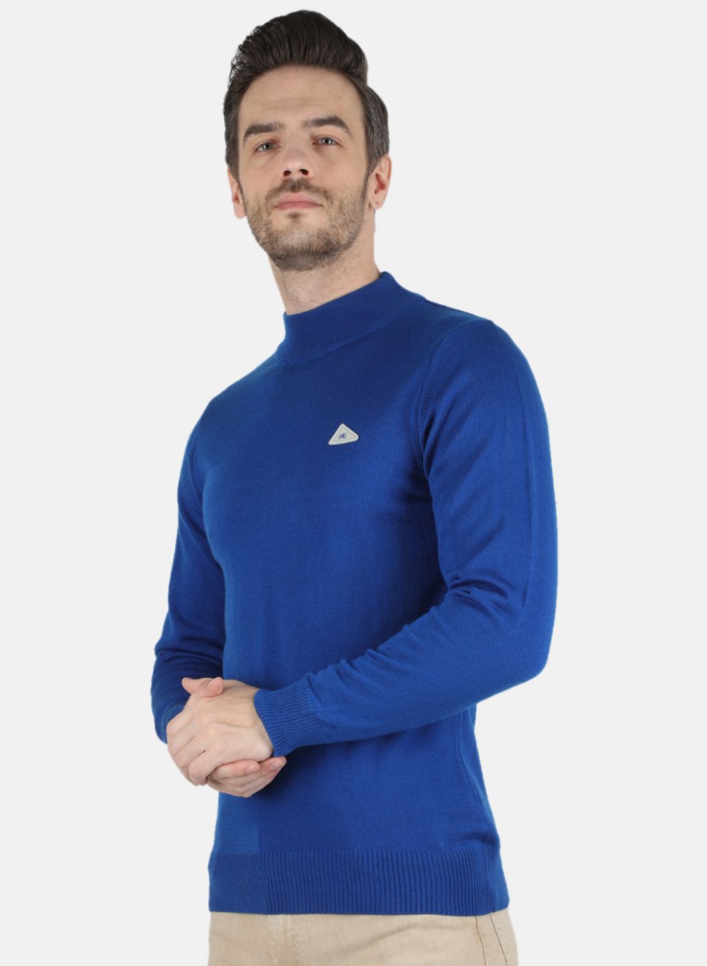 Men Blue Solid Pullover