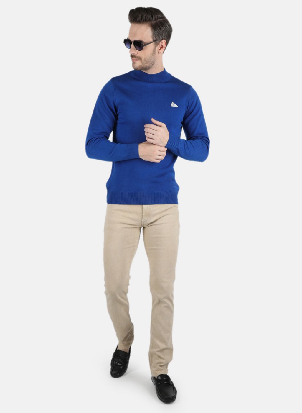 Men Blue Solid Pullover