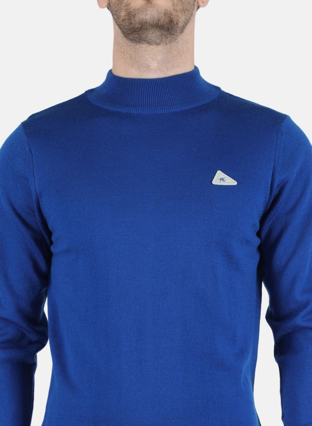 Men Blue Solid Pullover