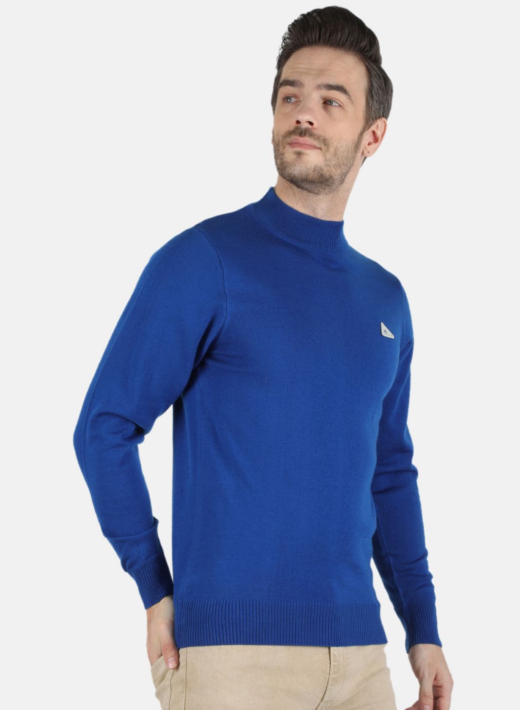 Men Blue Solid Pullover