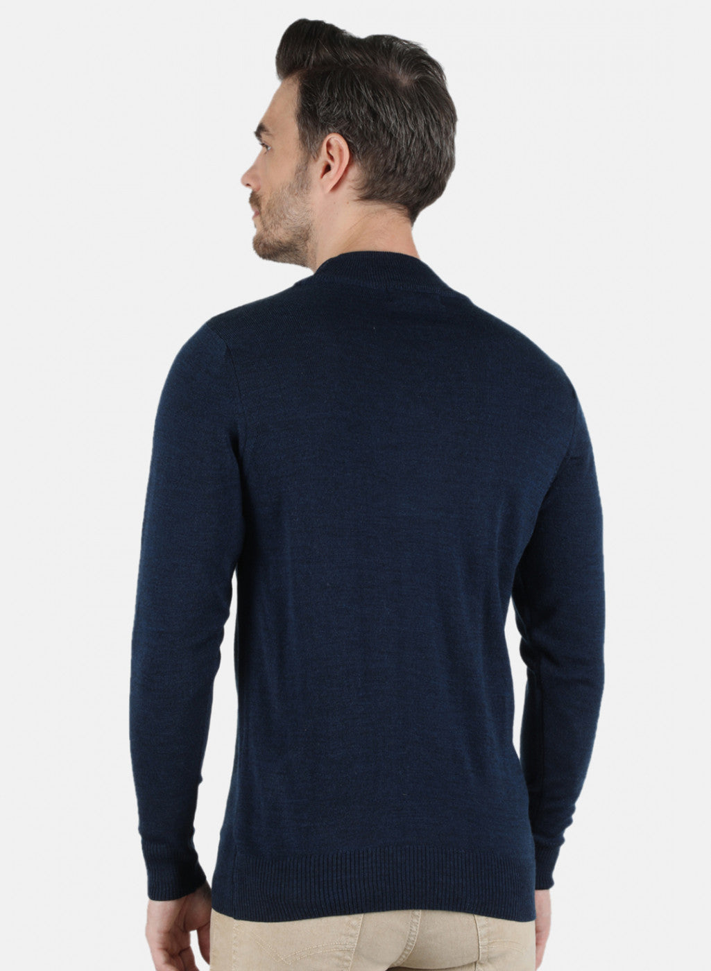 Men NAvy Blue Solid Pullover