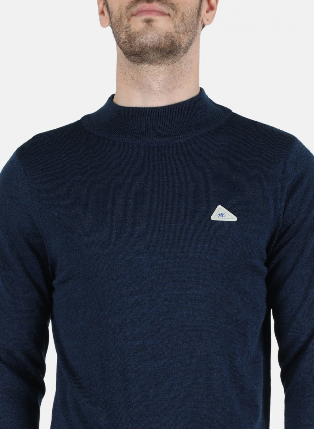 Men NAvy Blue Solid Pullover