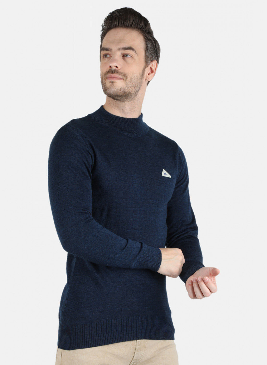 Men NAvy Blue Solid Pullover