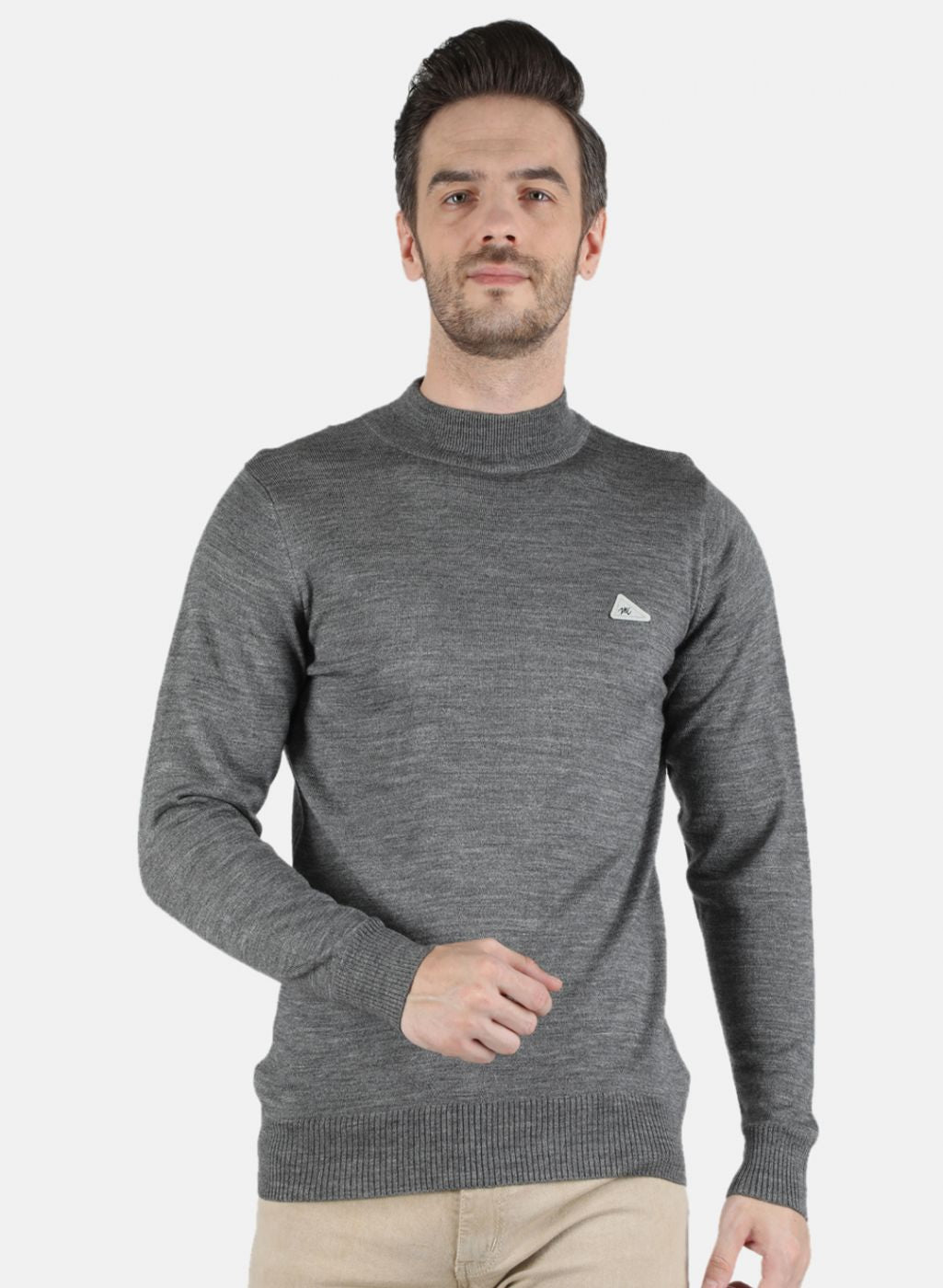 Men Grey Solid Pullover